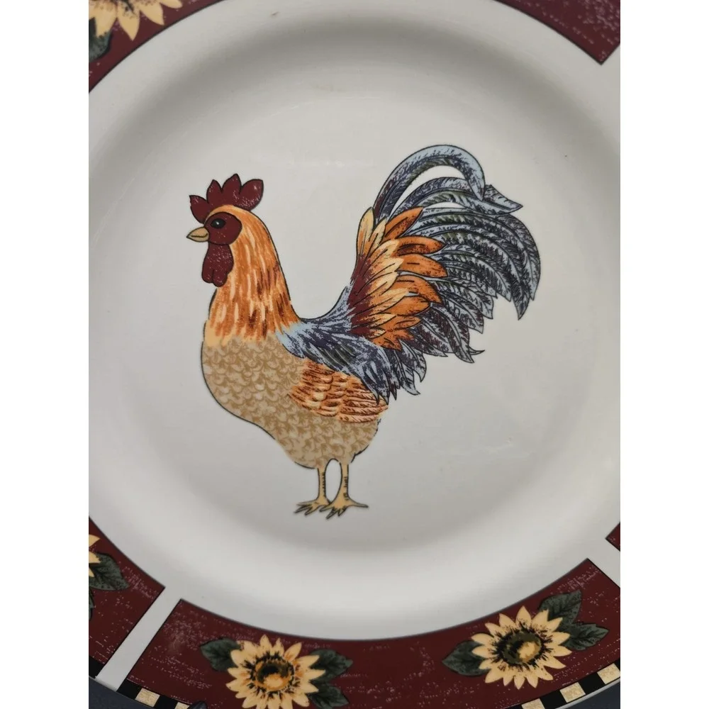 Gibson Everyday China Rooster Sunflower Dinner Plate 11 1/4